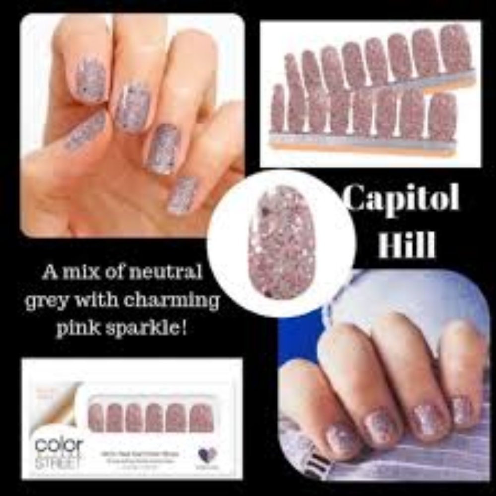 Color Street Capitol Hill (gray with pink glitter) Nail Strips